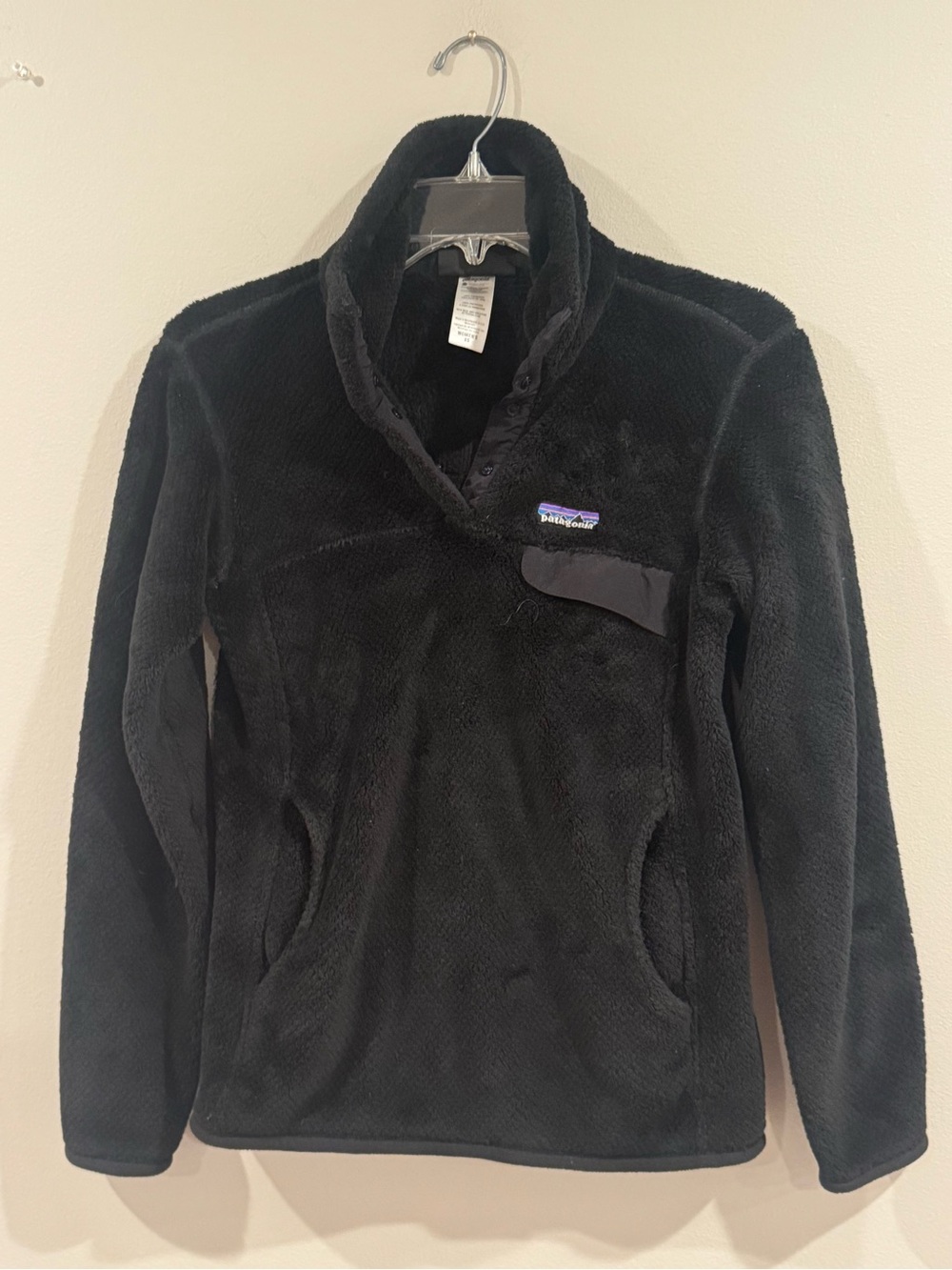 Patagonia Sweater XS Black Quarter Snap Pullover Fleece Outdoor Preppy Soft